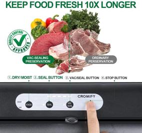 img 1 attached to 🔒 Cromify Automatic Vacuum Sealer Machine, Food Saver with Cutter, 80kPa Strong Power, One-Touch Safe Operation, Dry Moist Modes, Kit of Rolls, Hose, Replaceable Bags