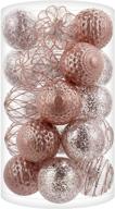 🎄 shatterproof clear plastic christmas ball ornaments - set of 25 with exquisite rose gold decorations - 2.76" xmas decorations логотип