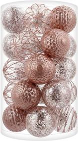 img 4 attached to 🎄 Shatterproof Clear Plastic Christmas Ball Ornaments - Set of 25 with Exquisite Rose Gold Decorations - 2.76" Xmas Decorations