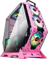 🖥️ kediers pink atx mid tower pc gaming case - open tower design - usb3.0 - remote control - 2 tempered glass panels - efficient cooling system - enhanced airflow - neat cable management - c-570 logo