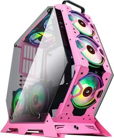 img 4 attached to 🖥️ KEDIERS Pink ATX Mid Tower PC Gaming Case - Open Tower Design - USB3.0 - Remote Control - 2 Tempered Glass Panels - Efficient Cooling System - Enhanced Airflow - Neat Cable Management - C-570