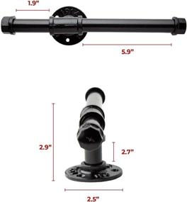 img 1 attached to Farmhouse Bathroom Décor Set – 4 Piece Industrial Pipe Bathroom Fixture: 1 Paper Holder, 1 Robe Hook, 1 Towel Ring & 1 Towel Bar in Matte Black – Bath Accessories with Screws & Anchors - Round