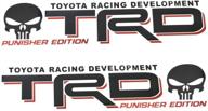 наклейки-декор «trd toyota racing development skeleton skull punisher edition» для грузовика, подходят для наружного оформления кузова. черный и красный цвета. совместимы с моделями tacoma, tundra, neumaxx и другими. логотип