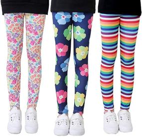 img 4 attached to 👧 Verala Girls Stretch Leggings: Trendy 3-Pack Yoga Pants with Soft Flower and Star Prints - Ankle Length, Size 3-11