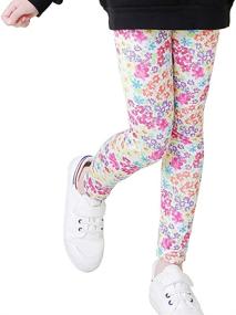 img 1 attached to 👧 Verala Girls Stretch Leggings: Trendy 3-Pack Yoga Pants with Soft Flower and Star Prints - Ankle Length, Size 3-11