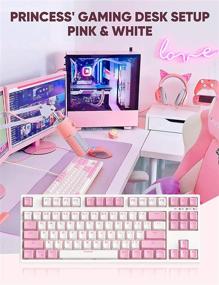 img 3 attached to 💕 TKL Mechanical Keyboard: Compact Pink Gaming Keyboard with RGB Rainbow Backlight and Blue Switches for Windows/Mac - Includes Type C Adapter