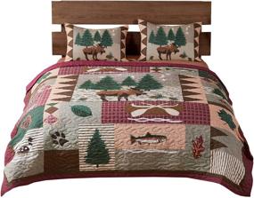 img 1 attached to 🦌 Queen Size Moose Lodge Quilt Set - Greenland Home GL-1105DQ, Natural Color