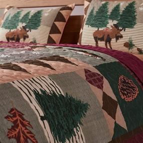 img 2 attached to 🦌 Queen Size Moose Lodge Quilt Set - Greenland Home GL-1105DQ, Natural Color