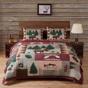 img 4 attached to 🦌 Queen Size Moose Lodge Quilt Set - Greenland Home GL-1105DQ, Natural Color