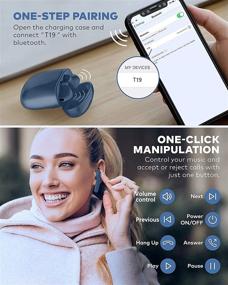 img 2 attached to Водонепроницаемые беспроводные наушники Bluetooth для спорта синего цвета