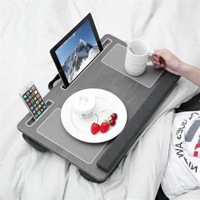 img 1 attached to WELLAND Lap Desk: Ultimate Comfort with Cushion Pillow & Mouse Pad for Laptop, Writing & More - Fits 17 Inch Devices! Perfect Bed & Sofa Tray Stand!