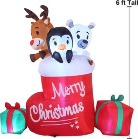 img 2 attached to Joiedomi 6 FT Tall Inflatable Merry Christmas Stocking with LEDs for Indoor and Outdoor Winter Decorations – Perfect for Christmas Party, Yard, Garden, and Lawn Inflatables