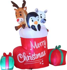 img 3 attached to Joiedomi 6 FT Tall Inflatable Merry Christmas Stocking with LEDs for Indoor and Outdoor Winter Decorations – Perfect for Christmas Party, Yard, Garden, and Lawn Inflatables