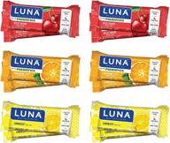 🍫 luna bar fruit variety pack with prebiotics: gluten free, high fiber and delicious fruit flavors – lemon, cherry, tangerine (12 count, 1.69 oz snack bars) logo