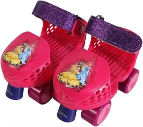 img 2 attached to 👑 PlayWheels Disney Princess Kids Glitter Roller Skates with Knee Pads - Adjustable Size 6-12, Dare 2 Dream: Perfect for Little Princesses!