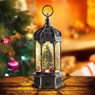 🎶 musical christmas snow globes with 6h timer and flashing snow ball - bronze musical box with 8 songs, glitter snowflakes lantern for xmas tree decoration - perfect gift for kids логотип