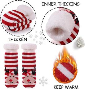 img 1 attached to YEBING Cute Animal Slipper Socks: Warm & Gripper Kids Christmas Socks