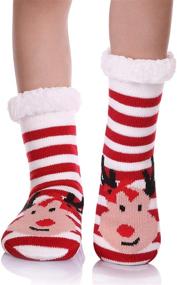 img 4 attached to YEBING Cute Animal Slipper Socks: Warm & Gripper Kids Christmas Socks