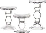 🕯️ set of 3 clear glass candle holders - elegant pillar taper & tealight candlesticks perfect for dinner table, wedding party and home decor logo