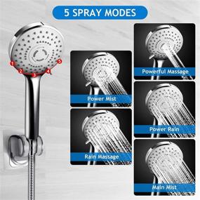 img 2 attached to High Pressure Rain Shower Head Combo - 10 Inch Head with Adjustable 11 Inch Extension 🚿 Arm, 5 Settings Handheld Shower Head Combo - Powerful Spray against Low Pressure Water, Long Hose Included