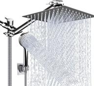 high pressure rain shower head combo - 10 inch head with adjustable 11 inch extension 🚿 arm, 5 settings handheld shower head combo - powerful spray against low pressure water, long hose included logo