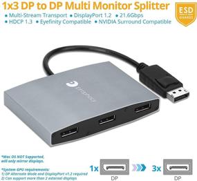 img 3 attached to 🖥️ gofanco Пророчество 1x3 DisplayPort 1.2 к 3 роздельчатый адаптер портов: Тройной DisplayPort MST концентратор с режимом расширенного дисплея - 4K @30Hz - совместим с Windows PC