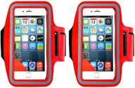 📱 water resistant cell phone armband, ibarbe 5.7 inch case for iphone 8, 7, 6, 6s plus, galaxy note 8/s7 edge/s8/s8+ - adjustable reflective workout band, key holder - red [2pack] logo