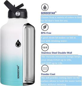 img 1 attached to 🥤 SENDESTAR 32oz-64oz Insulated Water Bottle with Straw Lid & Sport Lid - Stainless Steel Vacuum Wide Mouth Sports Water Bottles | Double Wall Sweat-Proof, BPA Free | 48Hrs Cold & 24Hrs Hot