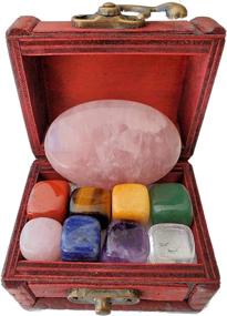 img 4 attached to 🎁 Treasure Chest: Chakra Self Love Healing Crystal Collection – 9 PCS Including 1 Large Rose Quartz Palm Stone and 8 Chakra Tumbled Stones. Guide with Self-Love Affirmations for Sacred Gift, Self Worth, and Spiritual Growth.