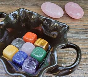 img 2 attached to 🎁 Treasure Chest: Chakra Self Love Healing Crystal Collection – 9 PCS Including 1 Large Rose Quartz Palm Stone and 8 Chakra Tumbled Stones. Guide with Self-Love Affirmations for Sacred Gift, Self Worth, and Spiritual Growth.