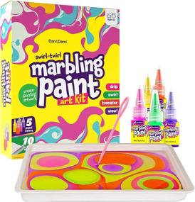 img 4 attached to 🎨 Marbling Paint Art Kit for Kids - Dan and Darci Craft Kits – Arts and Crafts for Girls & Boys Ages 6-12 – Best Tween Paint Gift, Ideas for Kids Activities Age 4 5 6 7 8 9 10 - Marble Painting Set