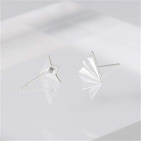 img 1 attached to ✈️ Coadipress S925 Silver Paper Airplane Stud Earrings: Cute, Creative and Funny Jewelry Gift for Women and Girls