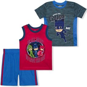 img 4 attached to 👕 Entertainment 1 Boy's 3-Pack PJ Masks Tee, Sleeveless Shirt & Mesh Short Combo