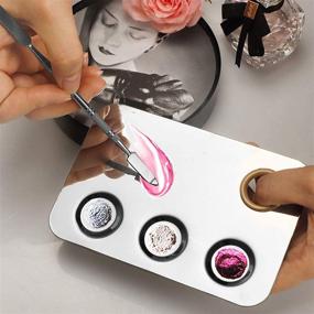 img 1 attached to 💄 KissDate Stainless Steel Nail-Art Cosmetic Mixing Palette and Spatula Tool Set: Perfect for Foundation Mixing!