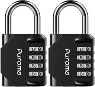 🔒 waterproof 4 digit combination lock - 2 pack for school gym locker, sports locker, fence, toolbox, gate, case, hasp storage (black) by puroma logo