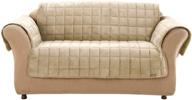 🛋️ quilted velvet polyester sofa furniture cover - sure fit deluxe microban, machine washable, one piece, ivory color logo