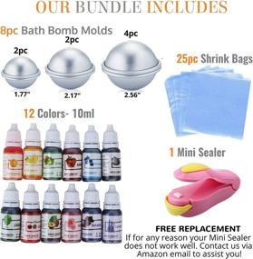 img 1 attached to Complete DIY Bath Bomb Kit: Soap Dye & Molds Bundle - 12 Colorants, 8 Molds, 25 Wrap Bags, 1 Sealer - Natural Food Coloring, Slime Pigment, Crafts Supplies