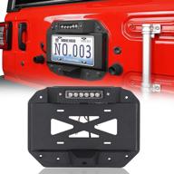 🚗 hooke road spare tire delete license plate relocation kit for jeep wrangler jl (2018-2021) - plate illuminate light, third brake light, and factory back-up camera compatible logo