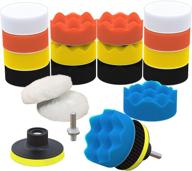 🚗 scrubit car foam drill polishing pad kit 22 pack - complete waxing and polisher set with detailing sponges, wool buffer pads, drill adapters, and suction cups logo