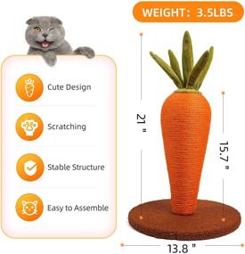 img 3 attached to 🐱 Cat Scratching Post for Indoor Cats: 21” Natural Sisal Carrot Cat Scratching - A Perfect Cat Scratcher for Cats and Kittens