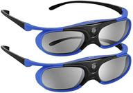 👓 rechargeable 3d active shutter glasses for dlp-link 144hz 3d projectors (2 pack, blue) - compatible with benq, optoma, dell, acer, viewsonic. not suitable for tvs. logo