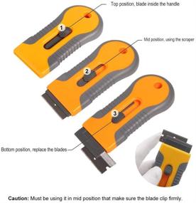 img 2 attached to 🔪 2-Piece Razor Blade Scraper Tool Set for Glass, Ceramic, and Metal - Remove Stickers, Glue, Paint, Adhesive, Decals with 50 Carbon Steel Blades