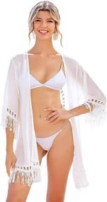 img 4 attached to SweatyRocks Kimono Cardigan Fringe Tassel Women's Clothing