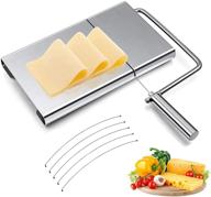 🧀 heavy duty stainless steel cheese slicer with adjustable thickness - 5 replaceable wires for cheese and butter logo