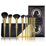 💄 10pcs jessup gold makeup brushes with cosmetic bag - premium synthetic brushes for powder, contour, foundation, blusher, blending, eyeshadow, eyebrow, liner - t317 logo