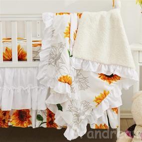 img 3 attached to 🌻 Brandream Girls Floral Nursery Bedding: Sunflower Baby Blanket 3-Piece Set with Farmhouse Fitted Sheet & Ruffle Skirt