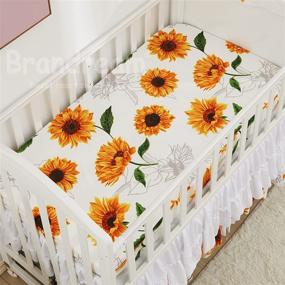img 2 attached to 🌻 Brandream Girls Floral Nursery Bedding: Sunflower Baby Blanket 3-Piece Set with Farmhouse Fitted Sheet & Ruffle Skirt