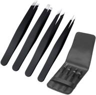 ultimate precision eyebrow tweezer set: stainless steel tweezers for eyebrows - remove facial hair, ingrown hair, splinters, blackheads, and ticks effortlessly! logo