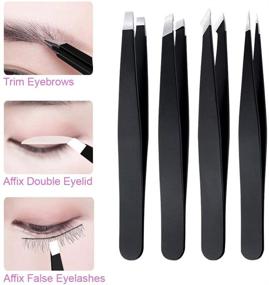 img 3 attached to Ultimate Precision Eyebrow Tweezer Set: Stainless Steel Tweezers for Eyebrows - Remove Facial Hair, Ingrown Hair, Splinters, Blackheads, and Ticks Effortlessly!