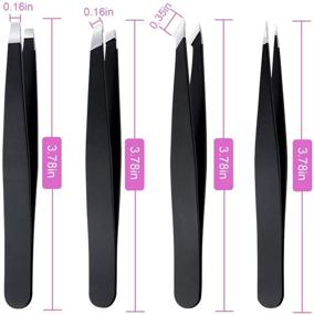 img 2 attached to Ultimate Precision Eyebrow Tweezer Set: Stainless Steel Tweezers for Eyebrows - Remove Facial Hair, Ingrown Hair, Splinters, Blackheads, and Ticks Effortlessly!